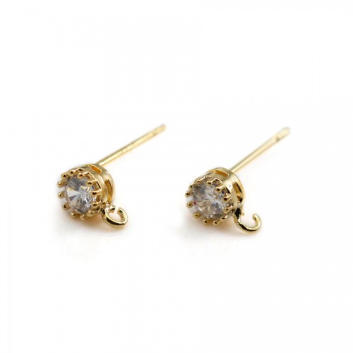 Round Ear studs plated with "flash" gold on brass 5mm x 2pcs