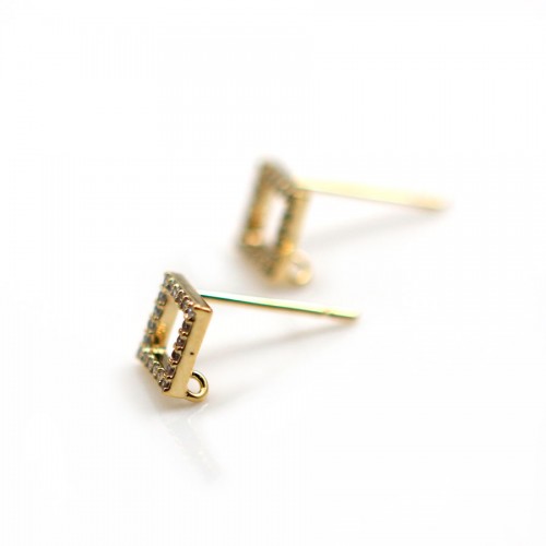 Ear stud leaves by "flash" Gold on brass 8*14mm x 2pcs