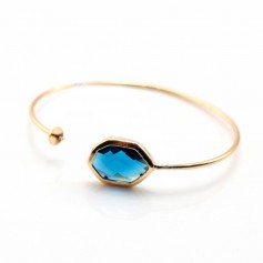 Bracelet flexible pour perles semi percées et verre serti bleu 18cm x 1pc