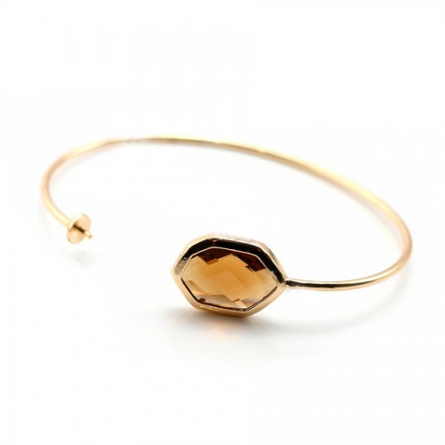 Bracelet flexible pour perles semi percées plaqué par "flash" or sue laiton marron 18cm x 1pc