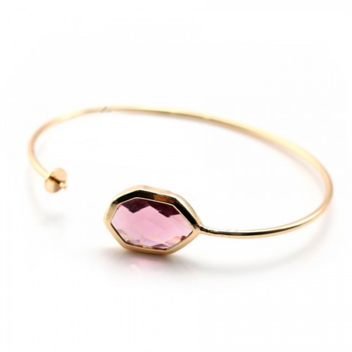 Bracelet flexible pour perles semi percées plaqué par "flash" or sur laiton violet 18cm x 1pc