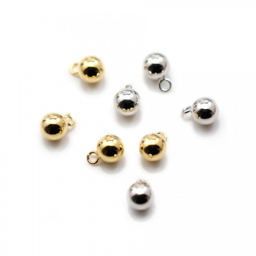 Round hammered charm 10mm, plated by "flash" gold on brass x 10pcs