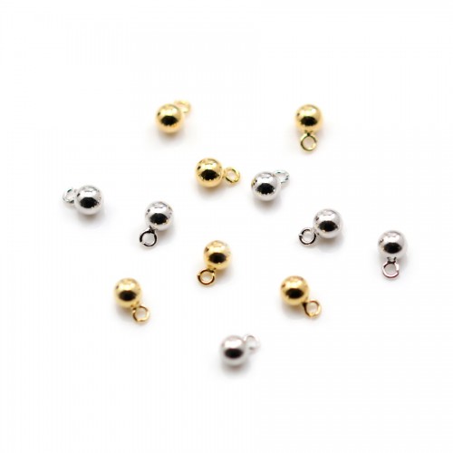 Round charm 5mm, plated by "flash" gold on brass x 10pcs