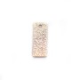 Breloque en rectangle "diamanté" plaquée par doré rose sur laiton, 5x13mm x 8pcs