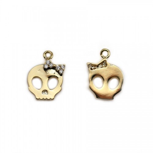 Charm in the shape of a skull, with a bow x 2pcs
