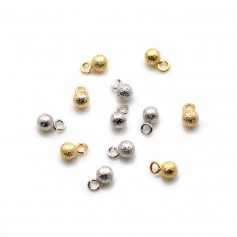 Round charm 4mm, plated by "flash" gold on brass x 10pcs