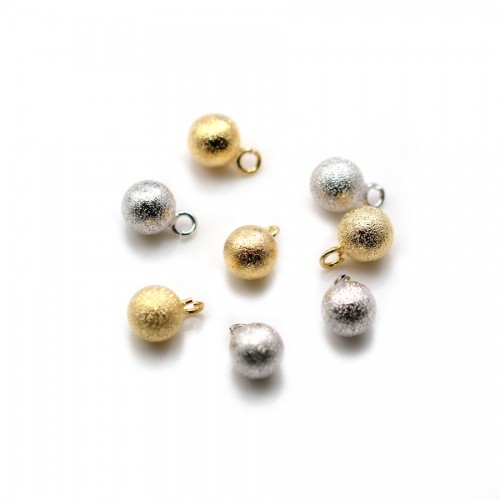 Round charm 8mm, plated by "flash" gold on brass x 5pcs
