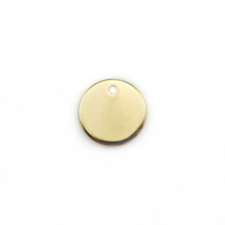 Charm to engrave, in round shape, plated by "flash" gold on brass 10mm x 4pcs