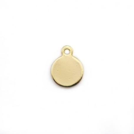 Round charm, plated by "flash" gold on brass 8mm, with a ring x 10pcs