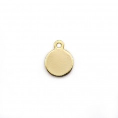 Round charm, plated by "flash" gold on brass 8mm, with a ring x 10pcs