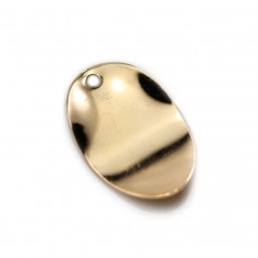 Ciondolo ovale, 18x11,5 mm, placcato oro da "flash" su ottone x 2 pz