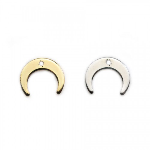 Charm in the shape of a moon, plated by "flash" gold on brass 9.5*11mm x 6pcs