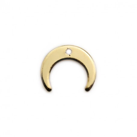 Charm in the shape of a moon, plated by "flash" gold on brass 9.5x11mm x 6pcs