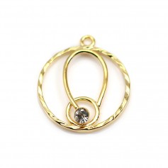 Round charm with zirconium plated by "flash" gold on brass 18mm x 2pcs