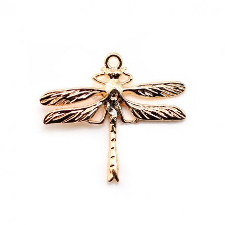 Charm dragonfly by "flash" gold on brass 22x25mm x 4pcs