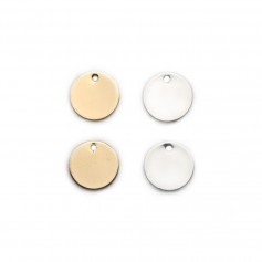 Round charm, gold plated on brass 14mm x 4pcs