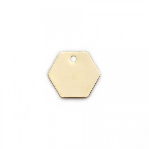 Encanto hexagonal, banhado a ouro por "flash" em latão 10mm x 4pcs