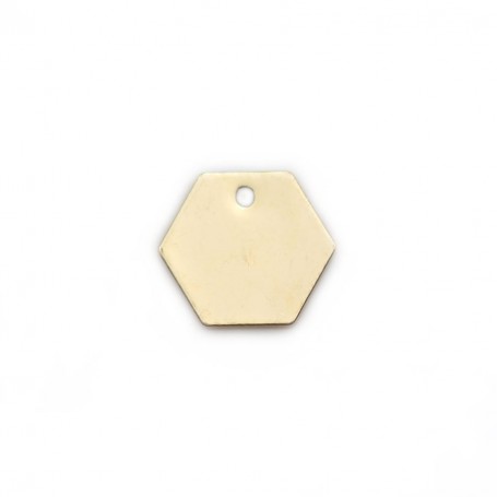 Hexagon shaped charm, plated with "flash" gold on brass 10mm x 4pcs