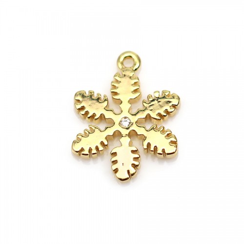 Snowflake pendant plated "flash" gold brass 5.8mm x 8pcs