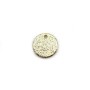 Round flat charm "diamond" plated flash gold on brass, 8mm x 8pcs