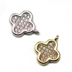Clover charm Plated by "flash" silver on brass 10mm x 1pc