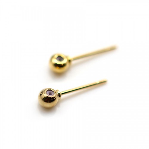 Flash gold-plated ball-shape ear studs 4mm with silicone x 4pcs