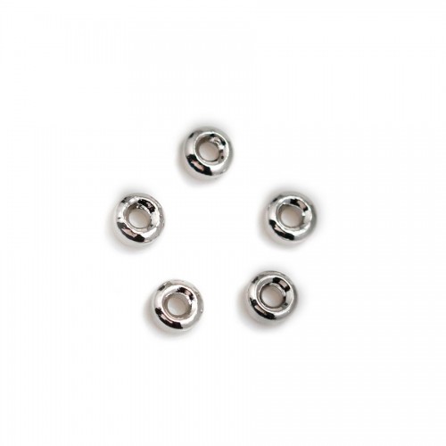 Perla rotonda 2x4 mm, placcata argento su ottone x 10 pezzi