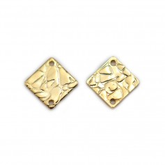 Hammered square Spacer plated by "flash" gold 8mm x 8pcs