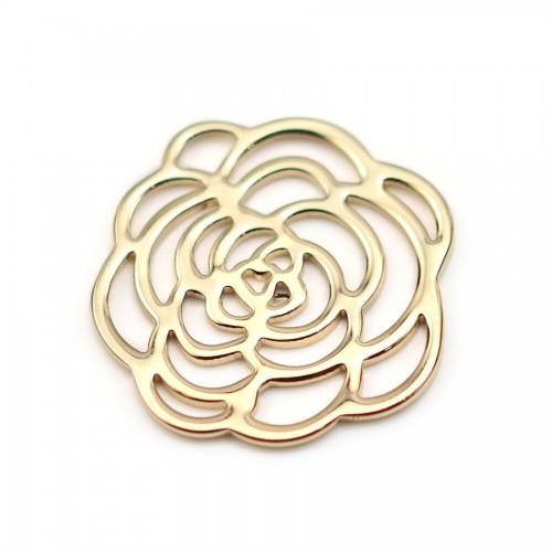 Camellia by "flash" Gold on brass 15mm x 1pc