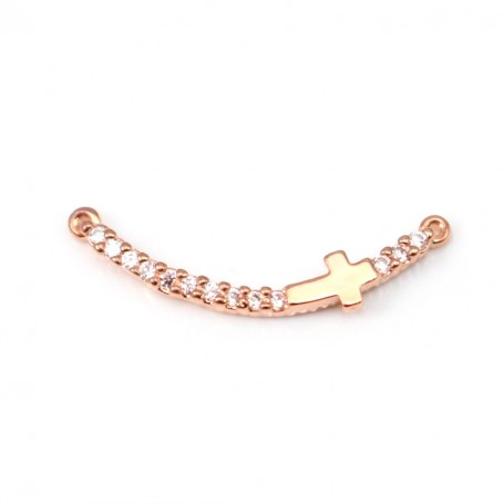  spacer cross with oxides of zirconium by "flash" Gold pink on brass 4x22mm x 1pc