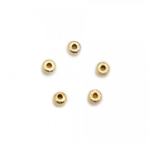 Perla brillante redonda 4x2.8mm, chapada en oro por "flash" sobre latón x 10pcs