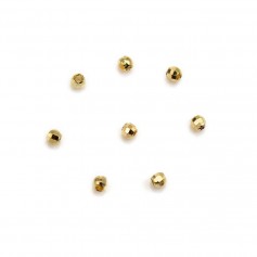 Perle ronde facettée 2.3mm, dorée sur laiton x 25pcs