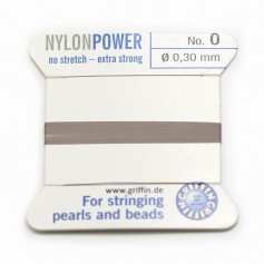 Nylon-Powergarn mit Nadel inklusive, grau x 2m