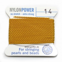 Fil power nylon avec aiguille inclus, de couleur jaune foncé x 2m