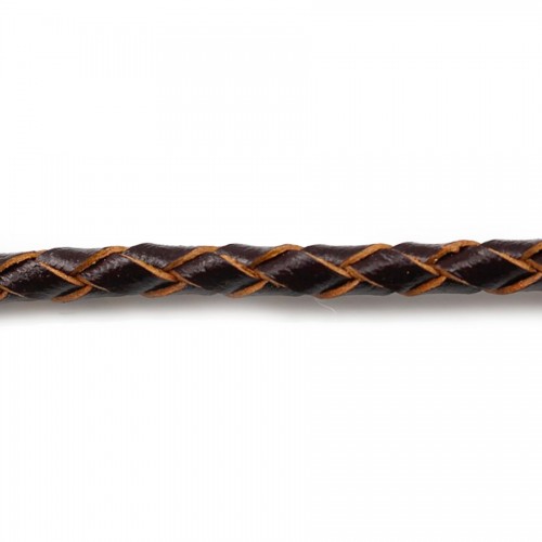 Black &Brown Braided leather cord 3.0mm x 50cm