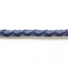 Blue woven leather cord 3.0mm x 50cm