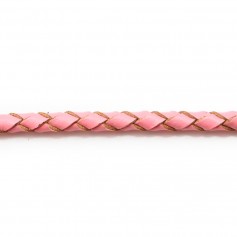 Rose Braided leather cord 3.0mm x 50cm