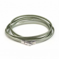 Synthetic leather, in flat shape, in green gray color, 3mm x 90cm