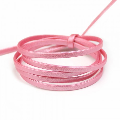 Pelle sintetica, piatta, rosa chiaro, 3 mm x 90 cm