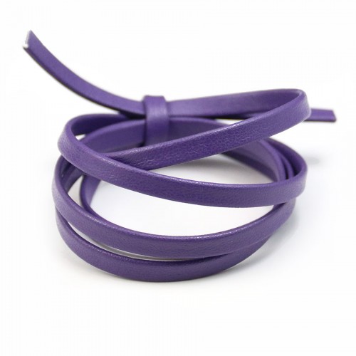 Cuir synthétique, de forme plate, de couleur violet irisé, 5mm x 90cm