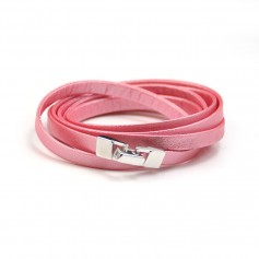 Synthetic leather, in flat shape, in light pink color, 5mm x 90cm