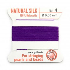 Silk bead cord 0.6mm amethyst x 2m