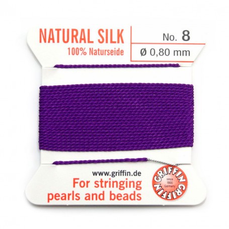 Silk bead cord 0.8mm amethyste x 2m