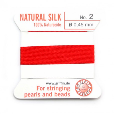 Silk bead cord 0.45mm red x 2m