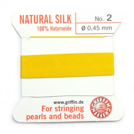 Silk bead cord 0.45mm yellow x 2m