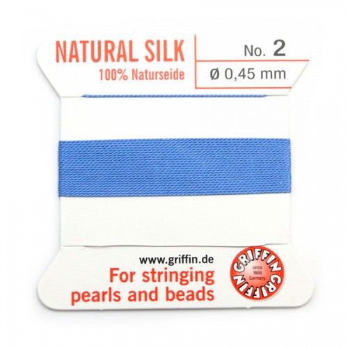 Silk bead cord 0.45mm bleu x 2m