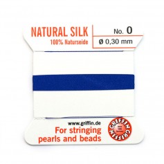0.3mm silk thread attached to a dark blue needle x 2m