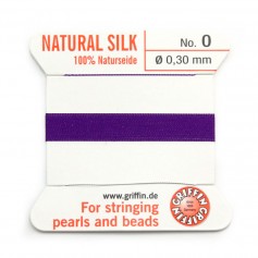Silk bead cord 0.3mm amethyst x 2m