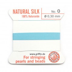 Silk bead cord 0.3mm turquoise x 2m