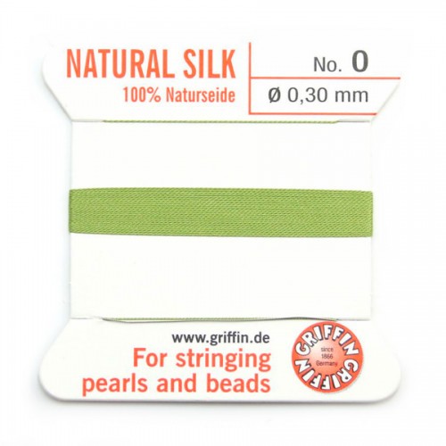Silk bead cord 0.3mm jade green x 2m